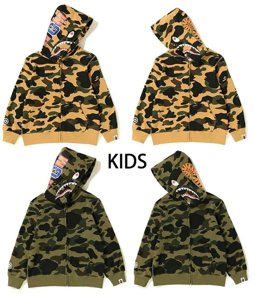A BATHING APE BAPE KIDS 1ST CAMO SHARK ZIP HOODIE - happyjagabee store