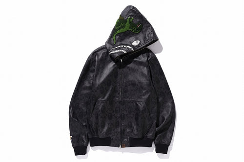 BAPE x COACH LEATHER SHARK HOODIE JACKET - happyjagabee store
