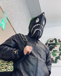 BAPE x COACH LEATHER SHARK HOODIE JACKET - happyjagabee store
