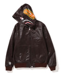 A BATHING APE LEATHER SHARK FULL ZIP JACKET