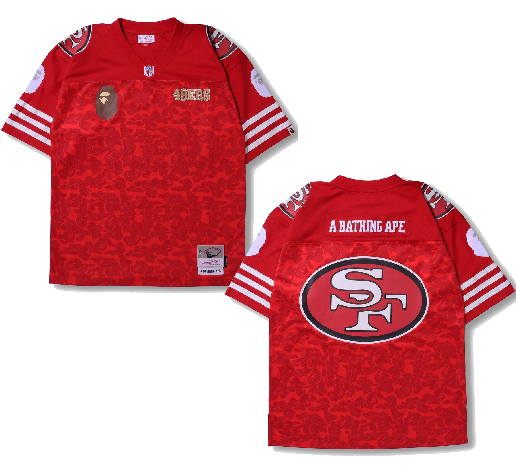 A BATHING APE BAPE X M&N NFL SAN FRANCISCO 49ERS LEGACY JERSEY –  happyjagabee store