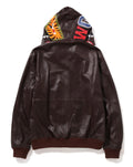 A BATHING APE LEATHER SHARK FULL ZIP JACKET