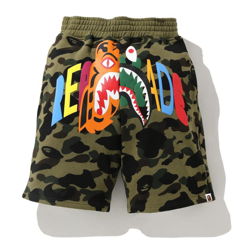 A BATHING APE BAPE x READYMADE TIGER SHARK WIDE SWEAT SHORTS