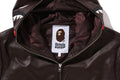A BATHING APE LEATHER SHARK FULL ZIP JACKET