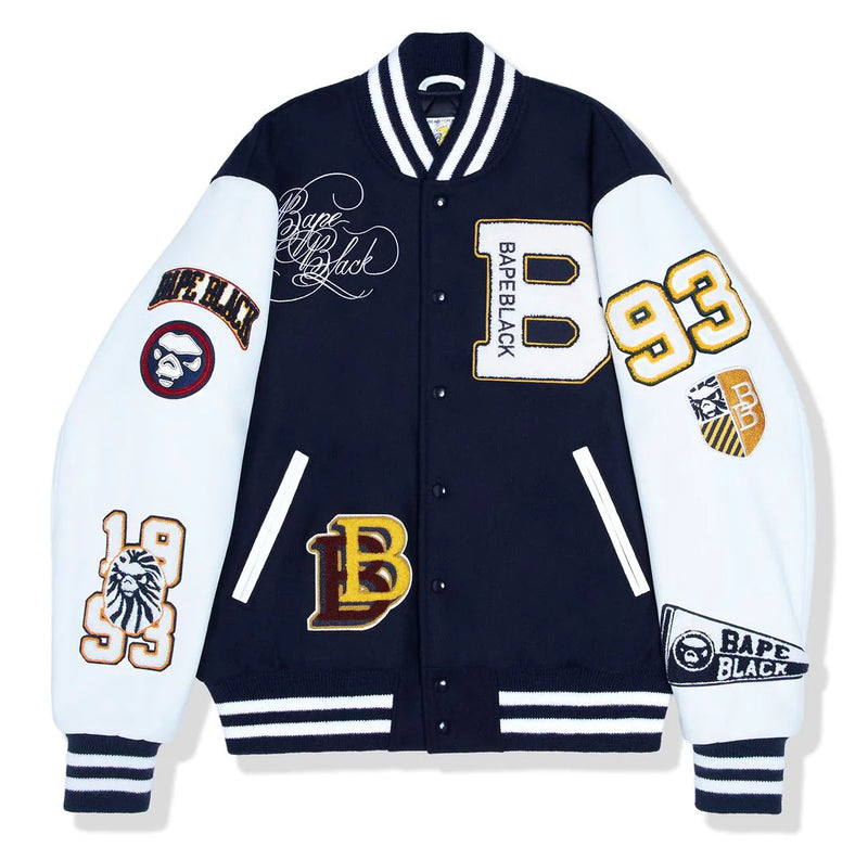 A BATHING APE - BAPE BLACK x GOLDEN BEAR SPORTSWEAR VARSITY JACKET