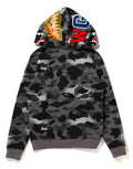 A BATHING APE Ladies' GRID CAMO SHARK FULL ZIP HOODIE