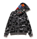 A BATHING APE Ladies' GRID CAMO SHARK FULL ZIP HOODIE