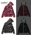 A BATHING APE Ladies' GRID CAMO SHARK FULL ZIP HOODIE