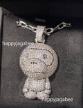 A BATHING APE MILO CRYSTAL STONE NECKLACE Silver