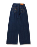A BATHING APE Ladies' DAMAGED HIGHWAIST WIDE DENIM PANTS