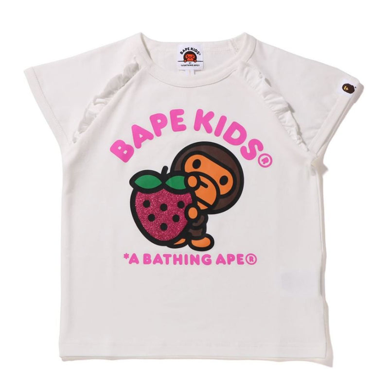 A BATHING APE BAPE KIDS STRAWBERRY MILO FRILL TEE
