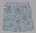 A BATHING APE TEXT CODE CAMO SWEAT SHORTS