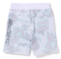 A BATHING APE TEXT CODE CAMO SWEAT SHORTS