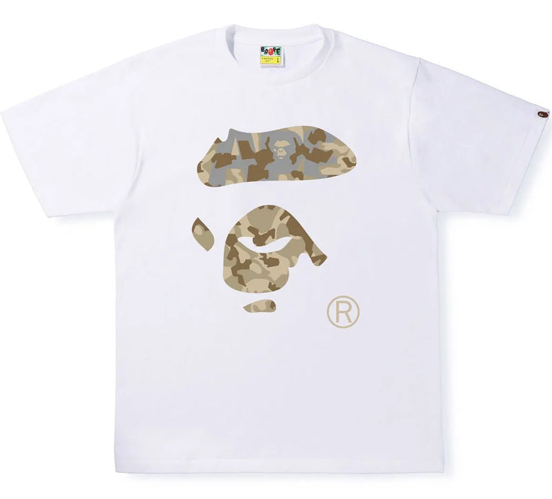 A BATHING APE SAND CAMO APE FACE TEE