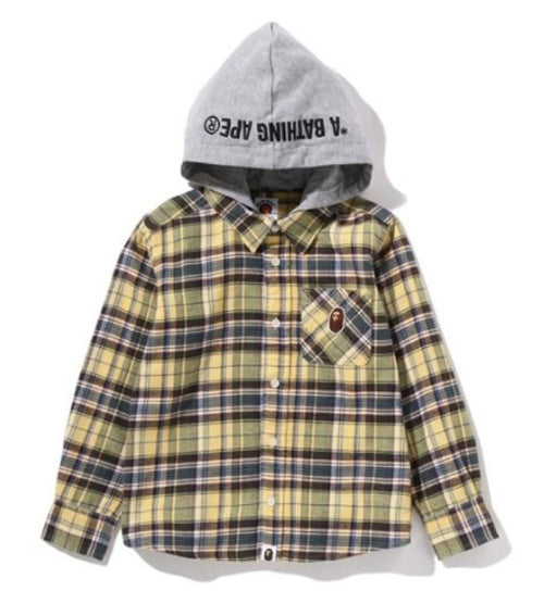 A BATHING APE BAPE KIDS CHECK HOODIE LAYERED SHIRT happyjagabee store