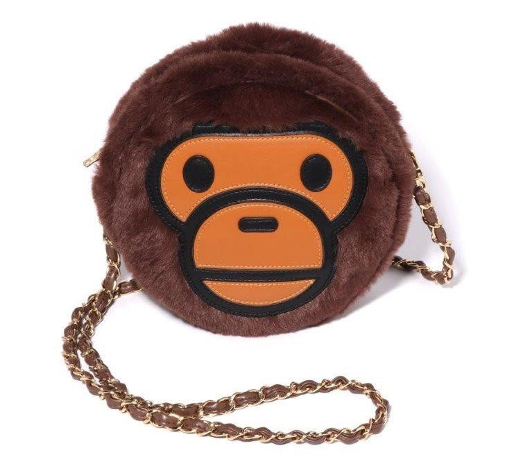 A BATHING APE Ladies' BABY MILO FUR SHOULDER BAG