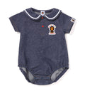 A BATHING APE BAPE KIDS BABY MILO JERSEY DENIM SAILOR COLLAR BODYSUIT