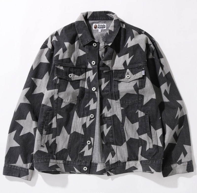 A BATHING APE STA PATTERN LOOSE FIT DENIM JACKET