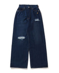 A BATHING APE Ladies' DAMAGED HIGHWAIST WIDE DENIM PANTS