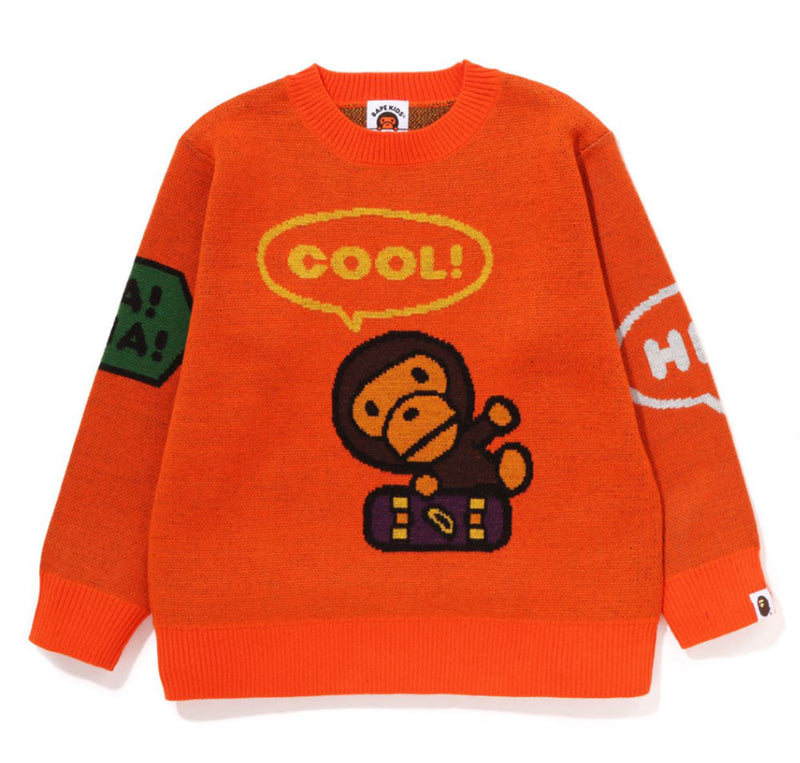 A BATHING APE BAPE KIDS BABY MILO SPEECH BALLOON KNIT