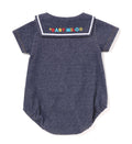 A BATHING APE BAPE KIDS BABY MILO JERSEY DENIM SAILOR COLLAR BODYSUIT