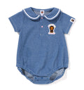 A BATHING APE BAPE KIDS BABY MILO JERSEY DENIM SAILOR COLLAR BODYSUIT