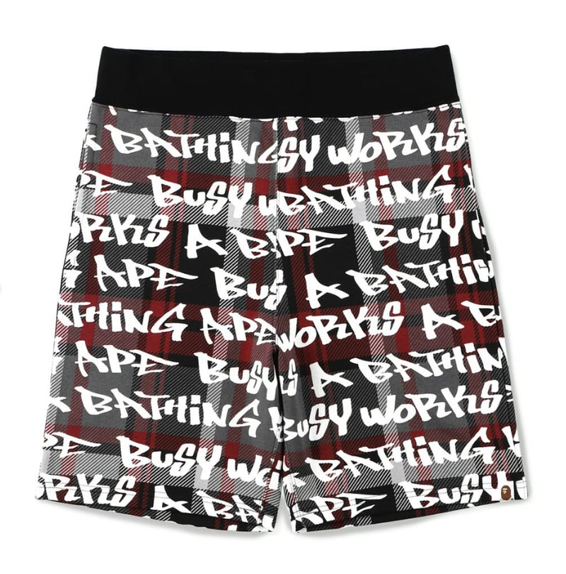 A BATHING APE BAPE GRAFFITI CHECK SWEAT SHORTS