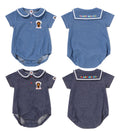 A BATHING APE BAPE KIDS BABY MILO JERSEY DENIM SAILOR COLLAR BODYSUIT