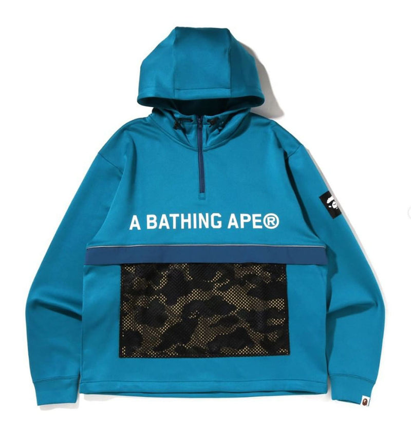 A BATHING APE 1ST CAMO POCKET RELAX DOUBLE KNIT HALF ZIP HOODIE