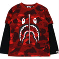 A BATHING APE BAPE KIDS COLOR CAMO SHARK LAYERD L/S TEE