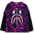 A BATHING APE BAPE KIDS COLOR CAMO SHARK LAYERD L/S TEE