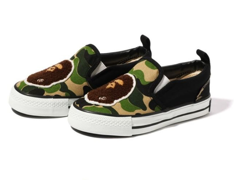 A BATHING APE BAPE KIDS ABC CAMO APE HEAD PATCH SLIP ON