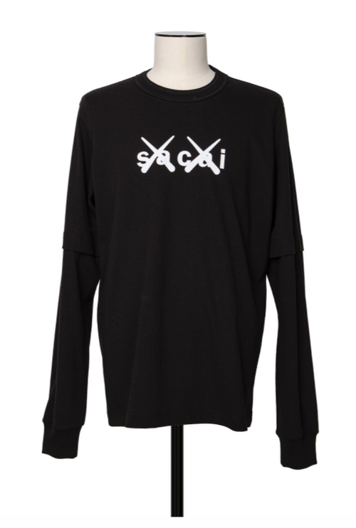 sacai x KAWS / Flock Print Long Sleeve T-Shirt Black