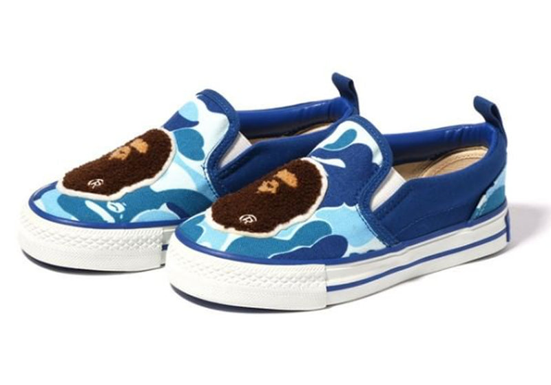 A BATHING APE BAPE KIDS ABC CAMO APE HEAD PATCH SLIP ON
