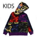 A BATHING APE BAPE KIDS MIX CAMO CRAZY SHARK ZIP HOODIE