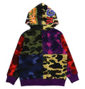 A BATHING APE BAPE KIDS MIX CAMO CRAZY SHARK ZIP HOODIE