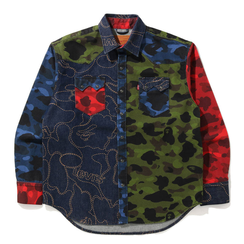 A BATHING APE BAPE x Levi's MULTI COLOR CAMO SHIRT
