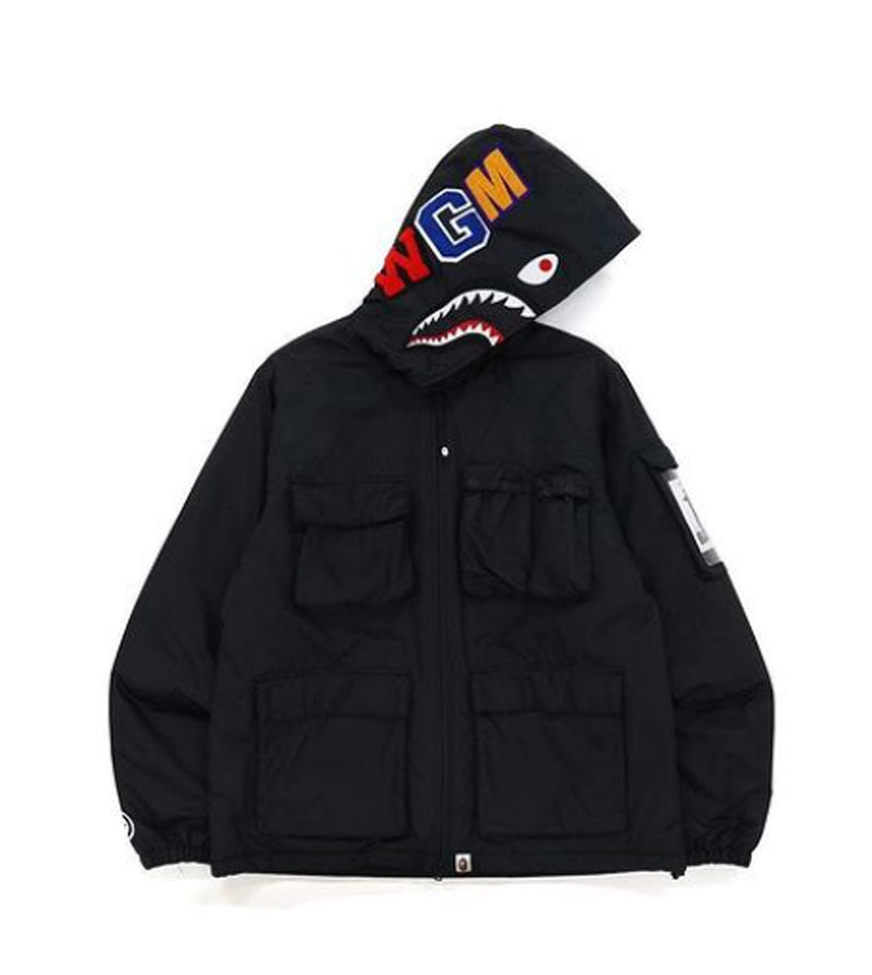 A BATHING APE MULTI POCKET SHARK HOODIE JACKET