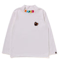 A BATHING APE BAPE KIDS APE HEAD & MILO ONE POINT HIGH NECK L/S TEE