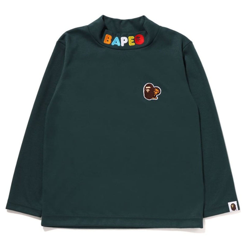 A BATHING APE BAPE KIDS APE HEAD & MILO ONE POINT HIGH NECK L/S TEE