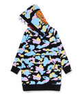 A BATHING APE BAPE KIDS NEW MULTI CAMO SHARK HOODIE ONEPIECE