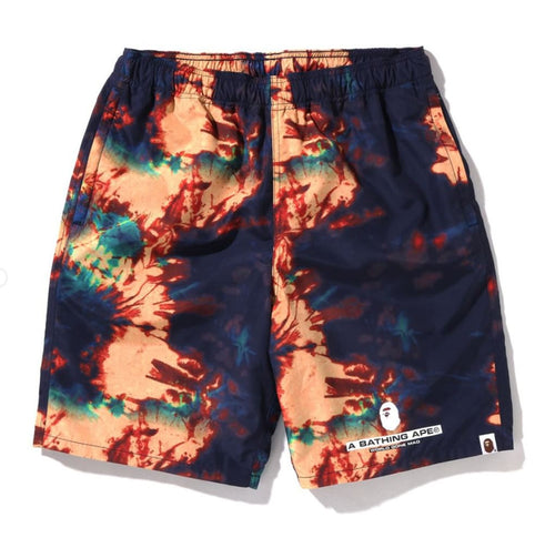 A BATHING APE TIE DYE BEACH SHORTS