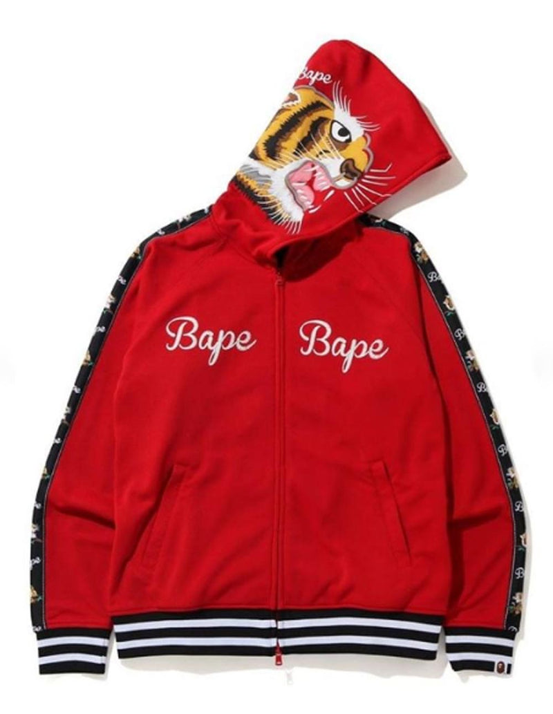 A BATHING APE TIGER JERSEY FULL ZIP HOODIE - happyjagabee store