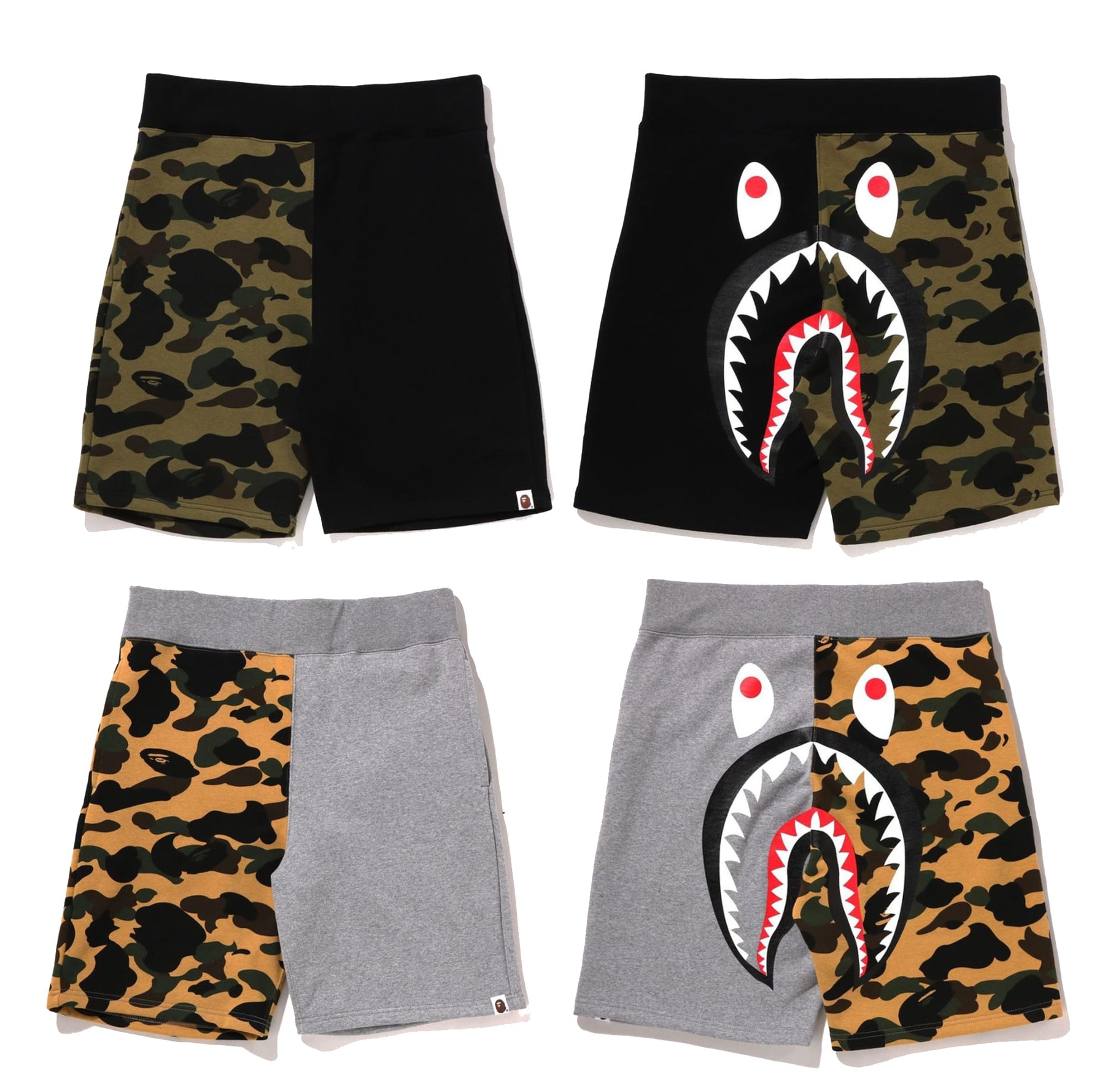 A BATHING APE 1ST CAMO BACK SHARK SWEAT SHORTS