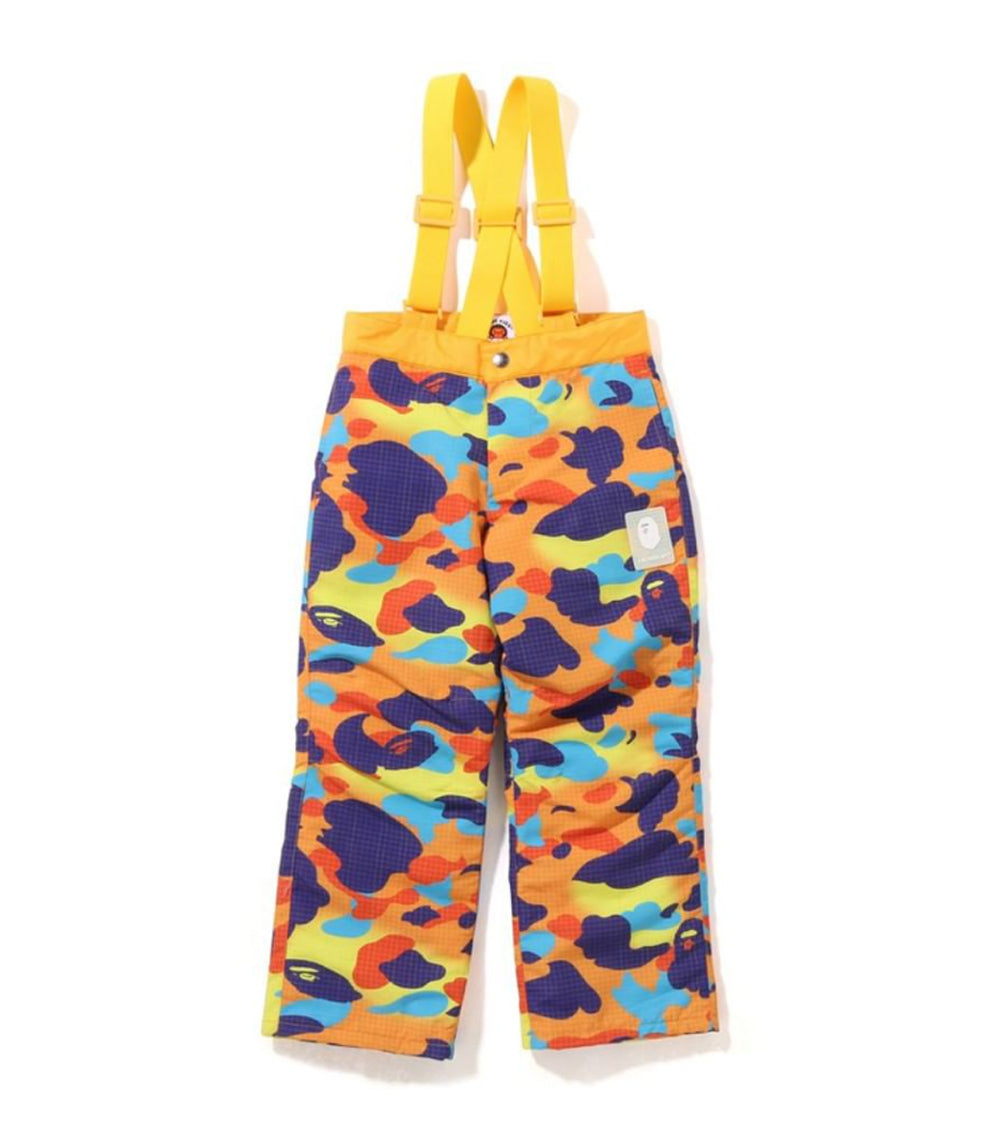 A BATHING APE BAPE KIDS GRID CAMO SUSPENDERS PANTS