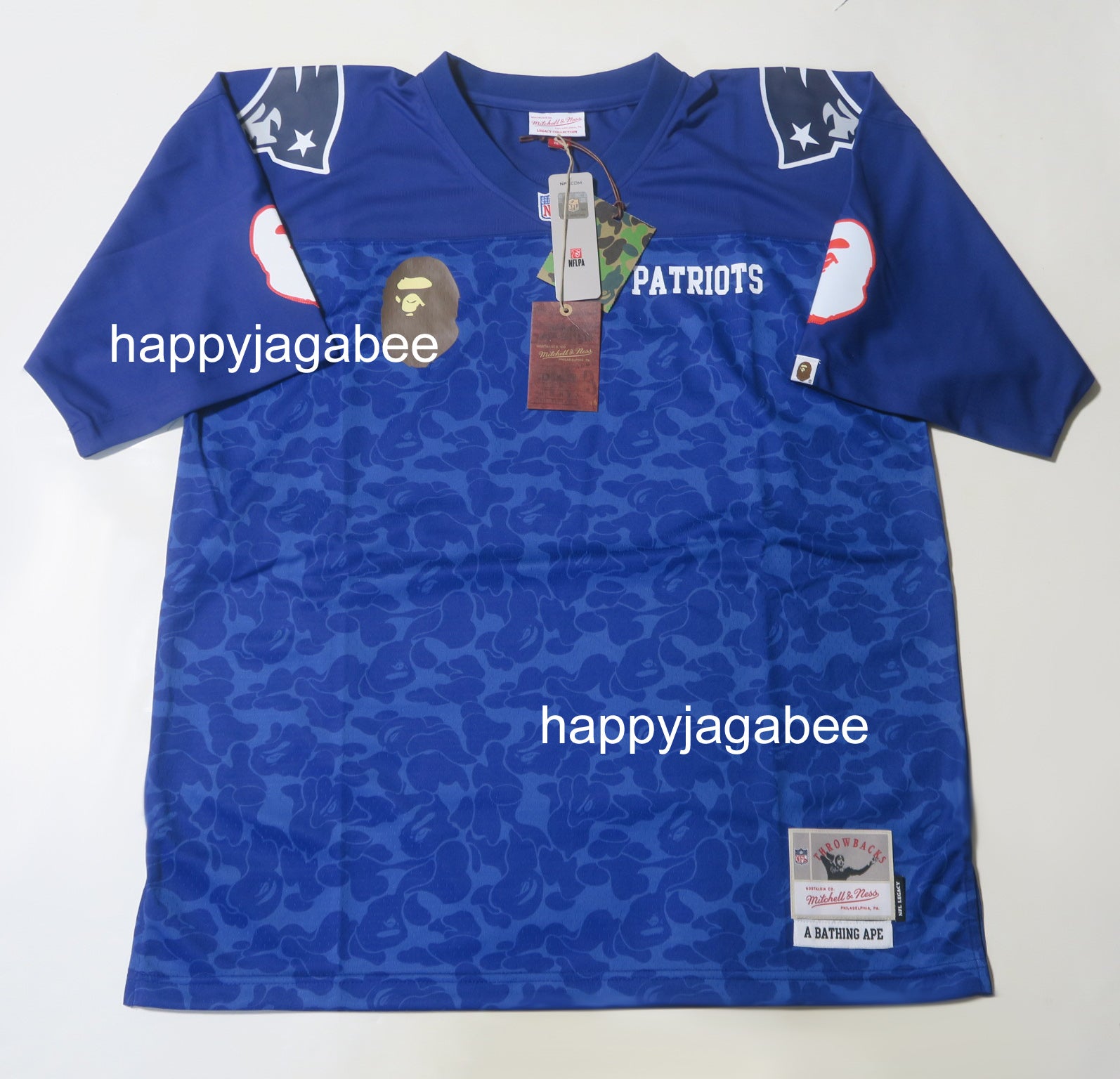 A BATHING APE BAPE X M&N NFL NEW ENGLAND PATRIOTS LEGACY JERSEY –  happyjagabee store