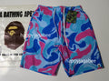 A BATHING APE MARBLE CAMO SHORTS