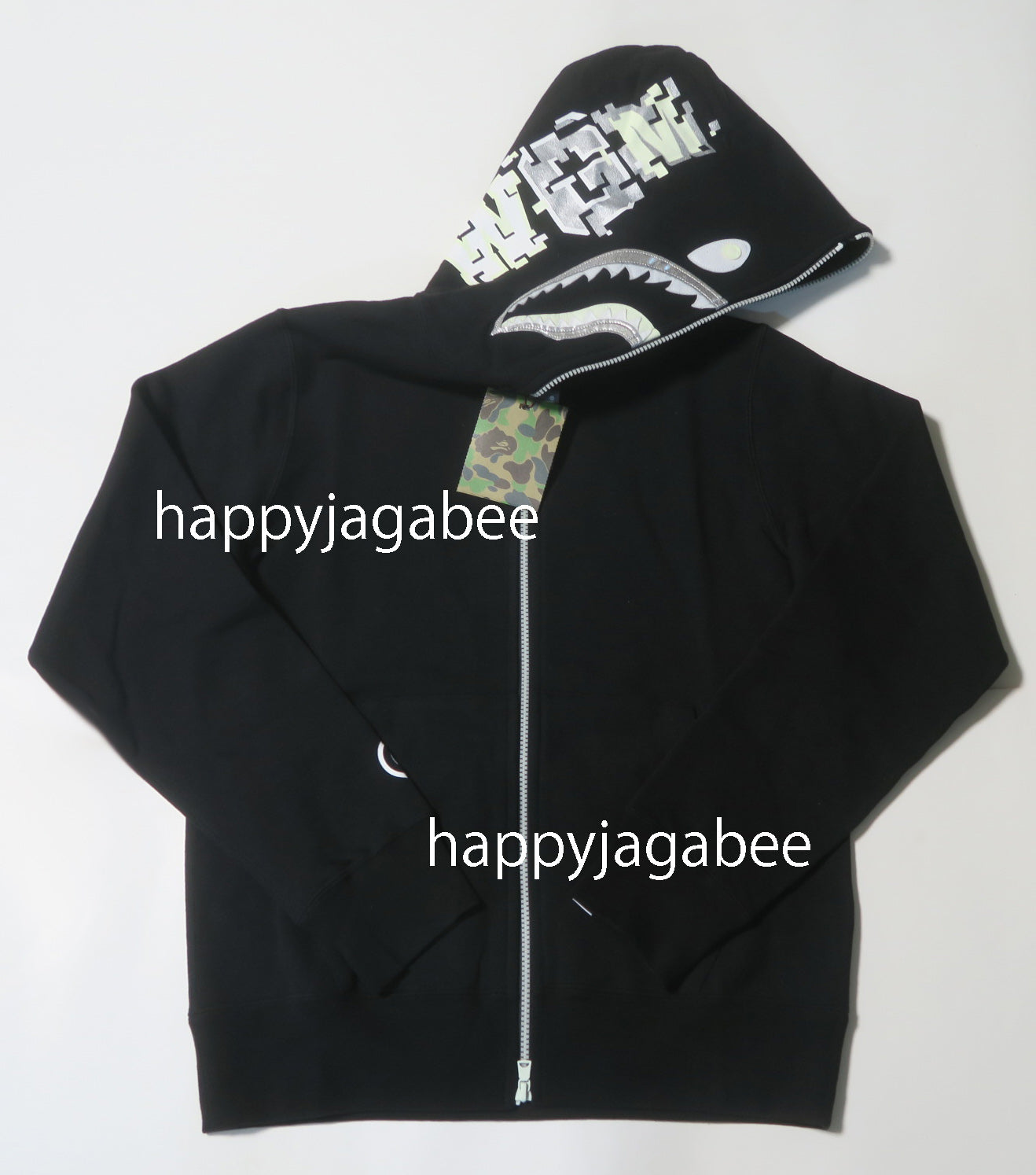 BAPE Digital Shark Full Zip Hoodie 'Black