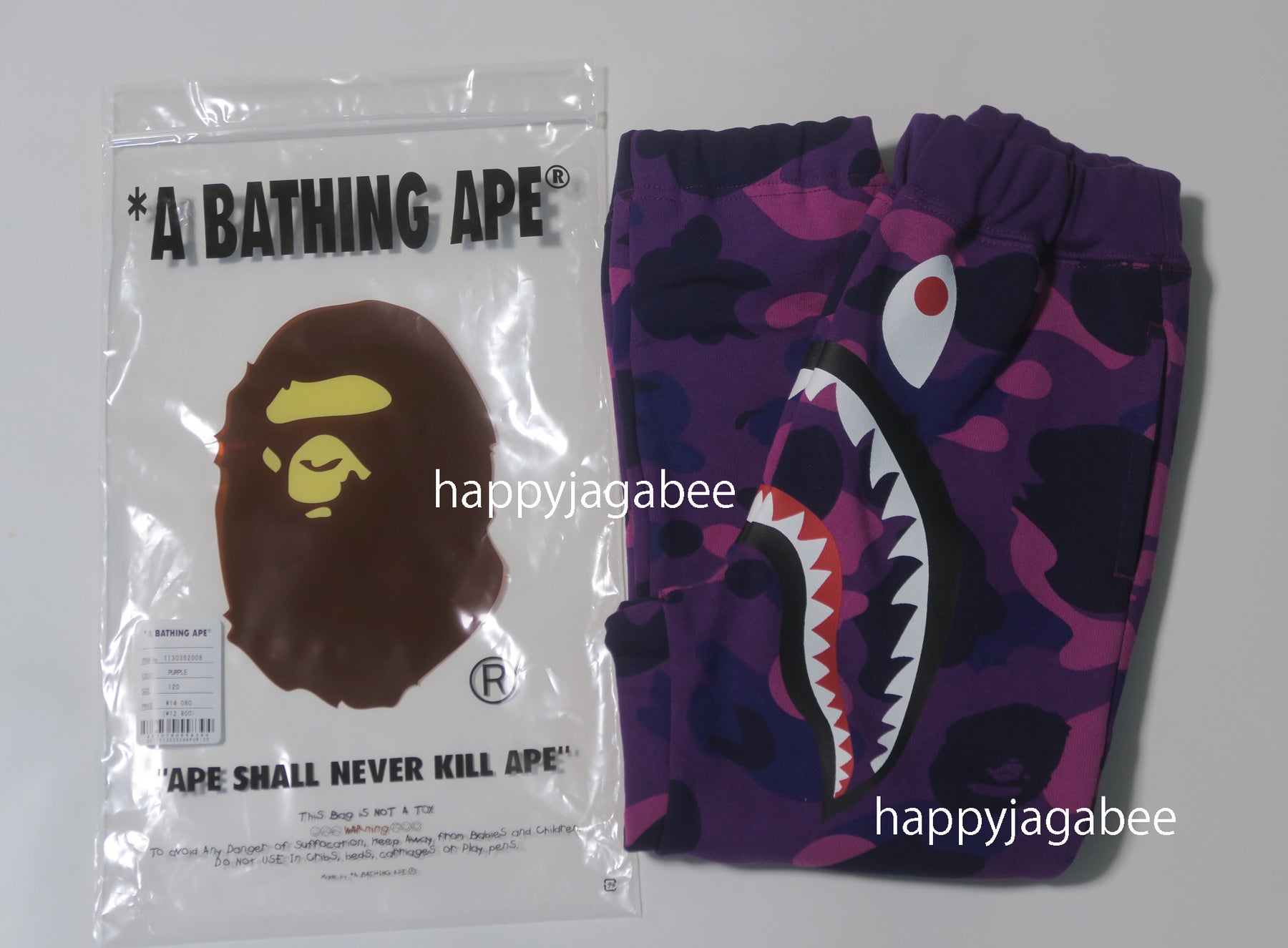 A BATHING APE BAPE KIDS COLOR CAMO SHARK SWEAT PANTS