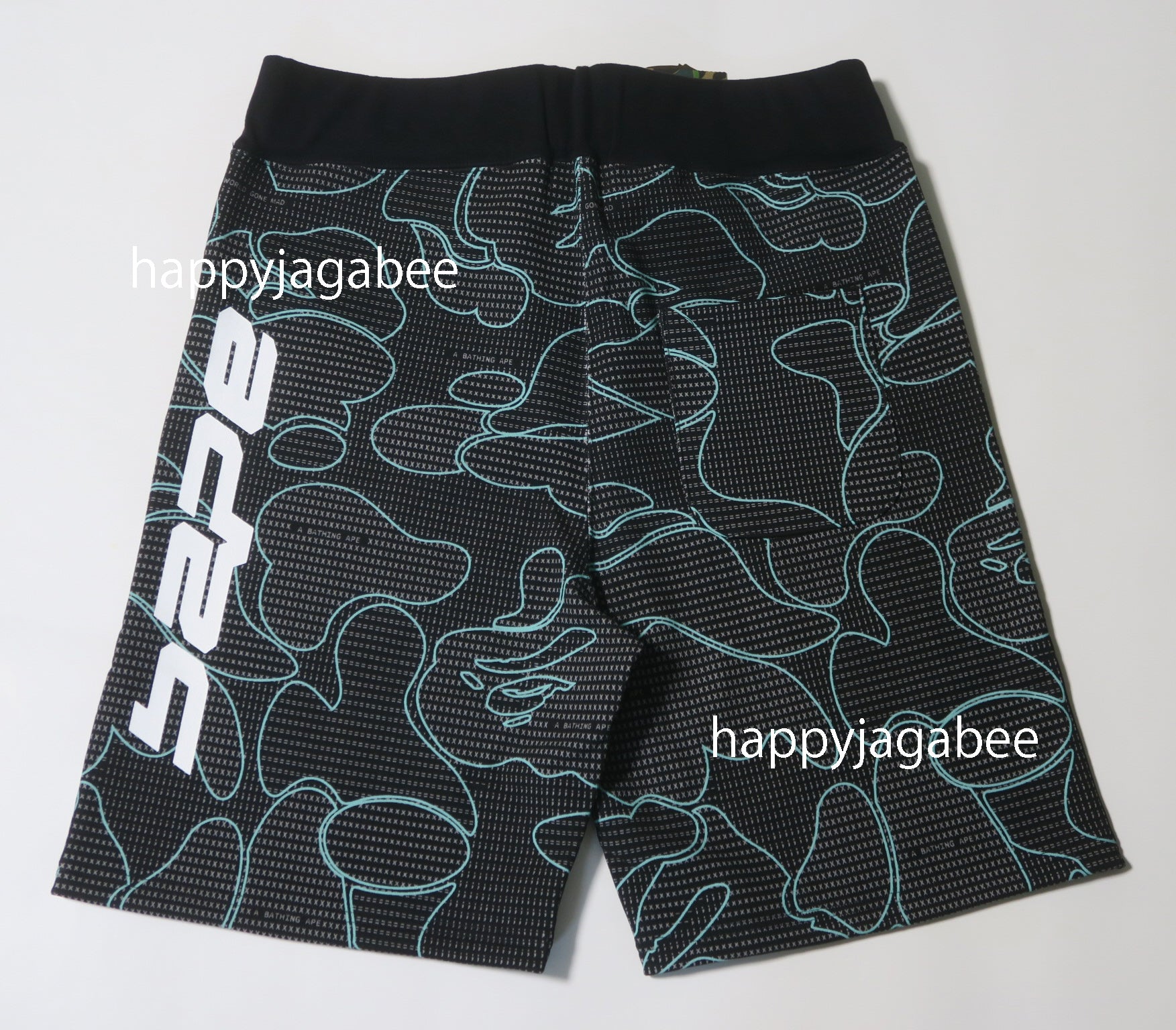 BAPE Text Code Camo Sweat Shorts Black